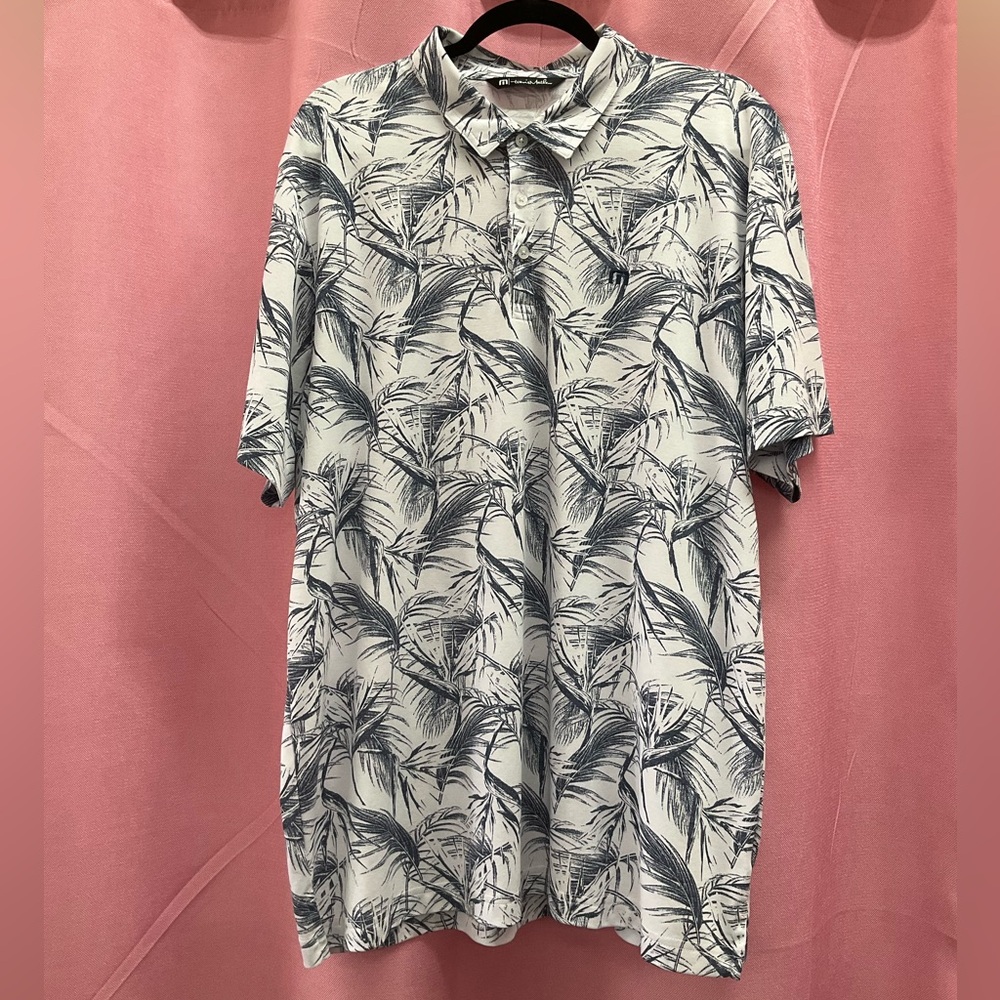 NWOT Travis Mathew Golf Polo Palm Tree Print Sz XXL - Picture 1 of 3